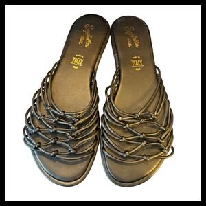 NWOT Seychelles Black Woven Thong Flat Sandals Made in Italy Women Size 9W